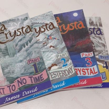 Picture of Aqua Crystal, Parts 1-4 (Next to No Time; Deeper than Yesterday; Forever Crystal; StoneSpell) (Signed and Inscribed) With Four Passports and Four Bookmarks