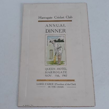 Picture of Harrogate Cricket Club Annual Dinner 1907 Menu and Toast Card