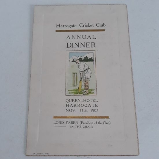 Picture of Harrogate Cricket Club Annual Dinner 1907 Menu and Toast Card