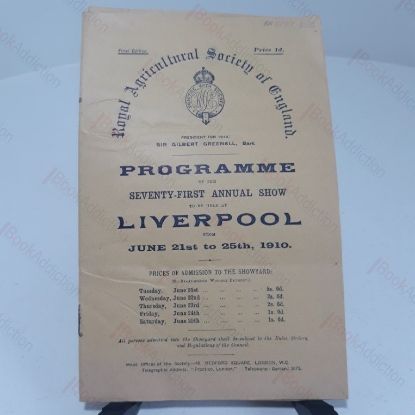 Picture of Progamme of the Seventy-First Annual Show to be Held at Liverpool from June 12st to 25th, 1910 (Royal Agricultural Society of England)