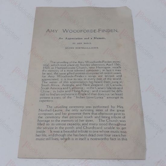 Picture of Amy Woodforde-Finden : An Appreciation and Memoir