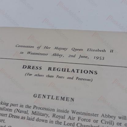 Picture of Dress Regulations (for others than Peers and Peeresses) for the Coronation of  Her Majesty Queen Elizaeth II in Westminster Abbey, 2 June 1953