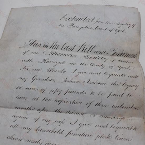 Picture of The Last Will and Testament of Thomas Boddy of Bilton with Harrogate, dated 1851