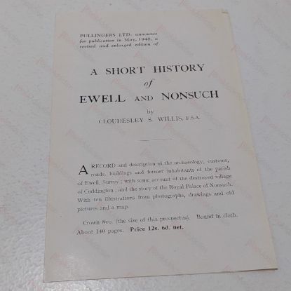 Picture of A Short History of Ewell and Nonsuch (Publisher's Promptional Leaflet, 1948)