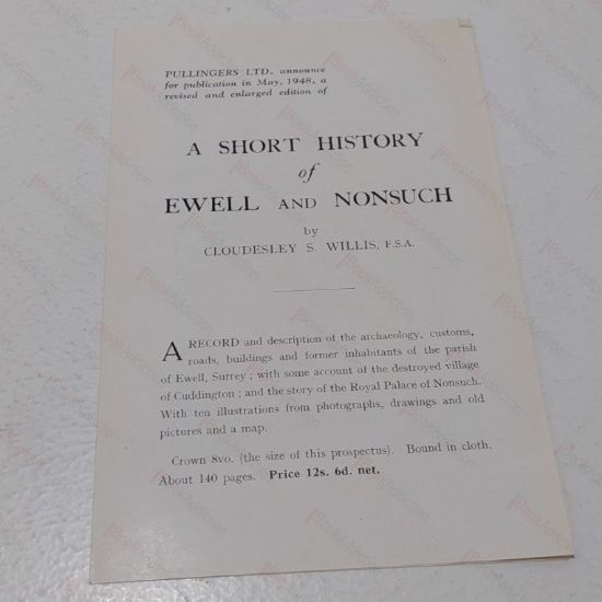 Picture of A Short History of Ewell and Nonsuch (Publisher's Promptional Leaflet, 1948)