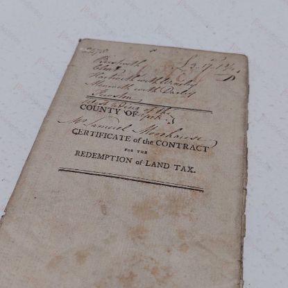 Picture of Certificate of the Contract for the Redemption of Land Tax, 1799