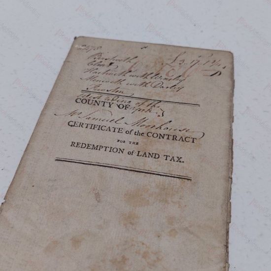 Picture of Certificate of the Contract for the Redemption of Land Tax, 1799