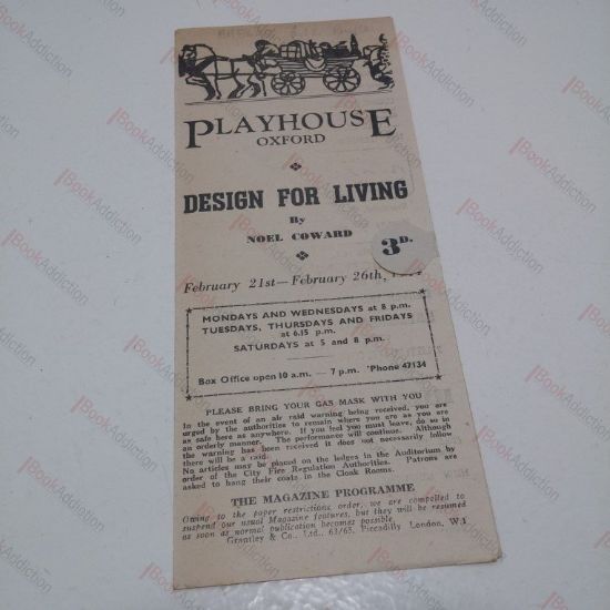 Picture of Noel Coward's Design for Living, Playbill/Theatre Programme : Oxford, Playhouse, February 1944