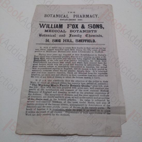 Picture of William Fox and Sons, Medical Botanists, Botanical and Family Chemists, Sheffield, 50th Anniversary, 1890