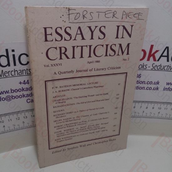 Picture of Essays in Criticism : Volume XXXVI, No. 2, April 1986