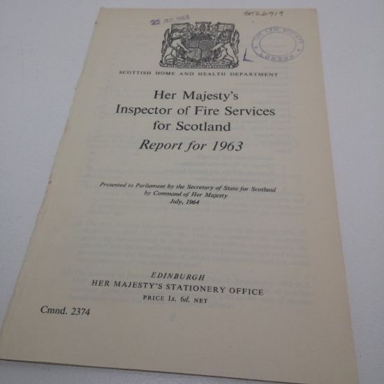 Picture of Her Majesty's Inspector of Fire Services for Scotland, Report for 1963 (Scottish Home and Health Department, Cmnd 2374)