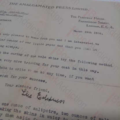 Picture of Letter from the Amalgamated Press Regarding Mole Skin, dated March 1928