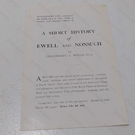 Picture of A Short History of Ewell and Nonsuch (Publisher's Promptional Leaflet, 1948)