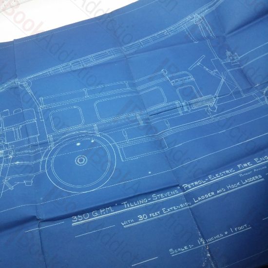 Picture of Tilling-Stevens Petrol-Electric Fire Engine Technical Drawing, 1919