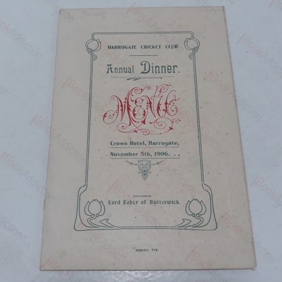 Picture of Harrogate Cricket Club Annual Dinner 1906 Menu and Toast Card