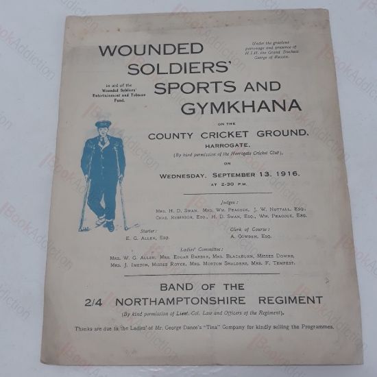 Picture of Programme for the Wounded Soldiers' Sports and Gymkhana, Harrogate, September 1916