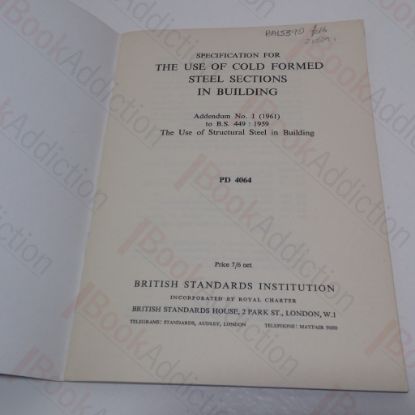 Picture of Specification for the Use of Structural Steel in Building; Addendum No. 1, Specification or the Use of Cold Formed Steel Sections in Building