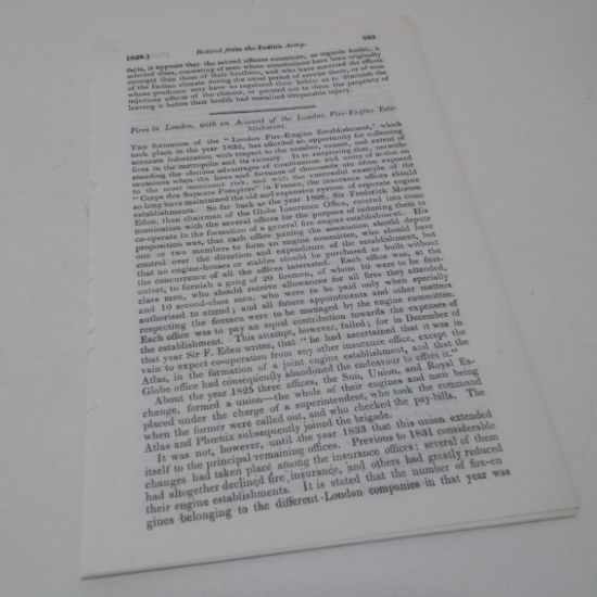 Picture of Fires in London, with an Account of the London Fire-engine Establishment (from The Journal of the Statistical Society of London, Volume 1, No. 5, September 1838