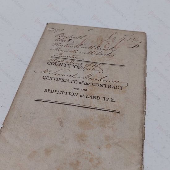 Picture of Certificate of the Contract for the Redemption of Land Tax, 1799