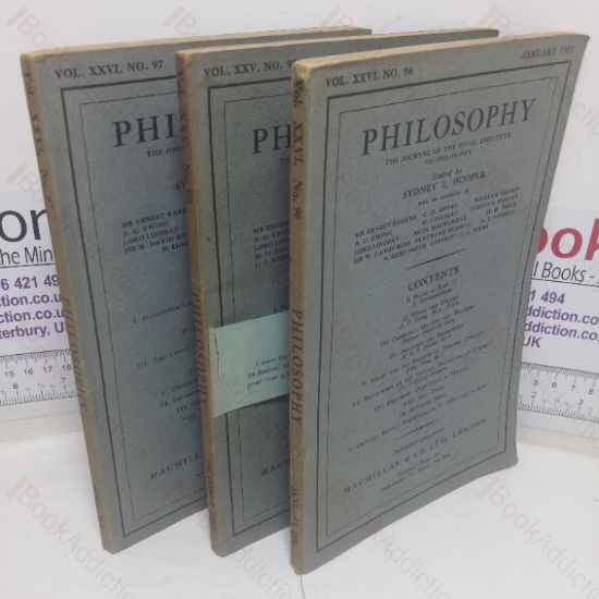 Picture of Philosophy (Journal of the Royal Institute of Philosophy), Vol XXV, No. 95 to Volume XXVI. No. 97, October 1950 to April 1951 (Three issues)
