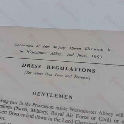 Picture of Dress Regulations (for others than Peers and Peeresses) for the Coronation of  Her Majesty Queen Elizaeth II in Westminster Abbey, 2 June 1953