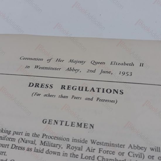 Picture of Dress Regulations (for others than Peers and Peeresses) for the Coronation of  Her Majesty Queen Elizaeth II in Westminster Abbey, 2 June 1953