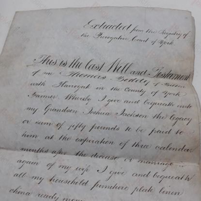 Picture of The Last Will and Testament of Thomas Boddy of Bilton with Harrogate, dated 1851