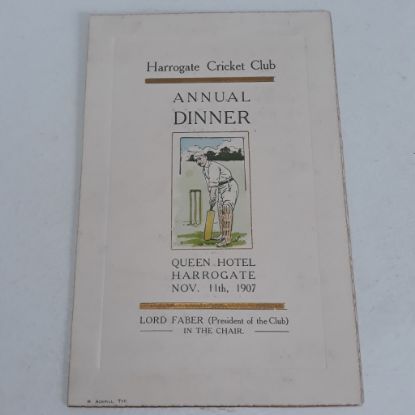 Picture of Harrogate Cricket Club Annual Dinner 1907 Menu and Toast Card