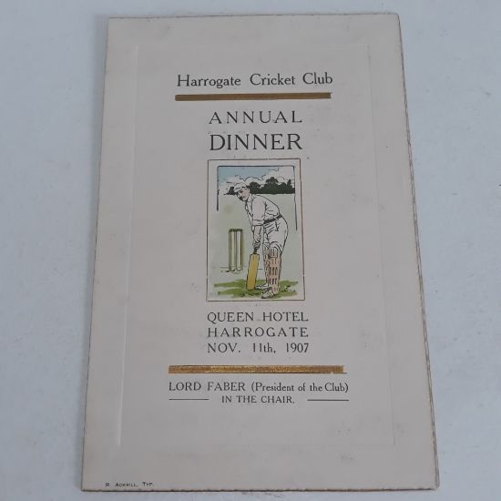Picture of Harrogate Cricket Club Annual Dinner 1907 Menu and Toast Card