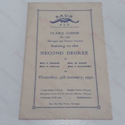 Picture of R A O B, Claro Lodge, Raising to the Second Degree (Programme), 1950