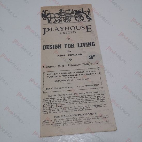 Picture of Noel Coward's Design for Living, Playbill/Theatre Programme : Oxford, Playhouse, February 1944