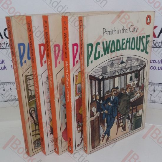 Picture of P G Wodehouse Penguin Paperbacks Collection (5 volumes):  Psmith Journalist, Tales of St Austin's, Mulliner Nights, Much Obliged Jeeves, Psmith in the City