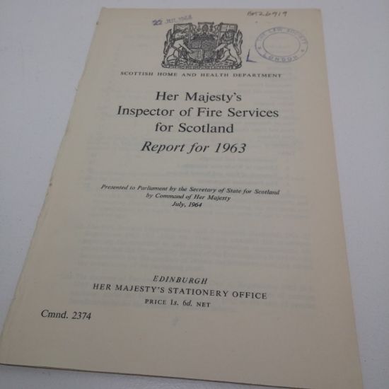 Picture of Her Majesty's Inspector of Fire Services for Scotland, Report for 1963 (Scottish Home and Health Department, Cmnd 2374)